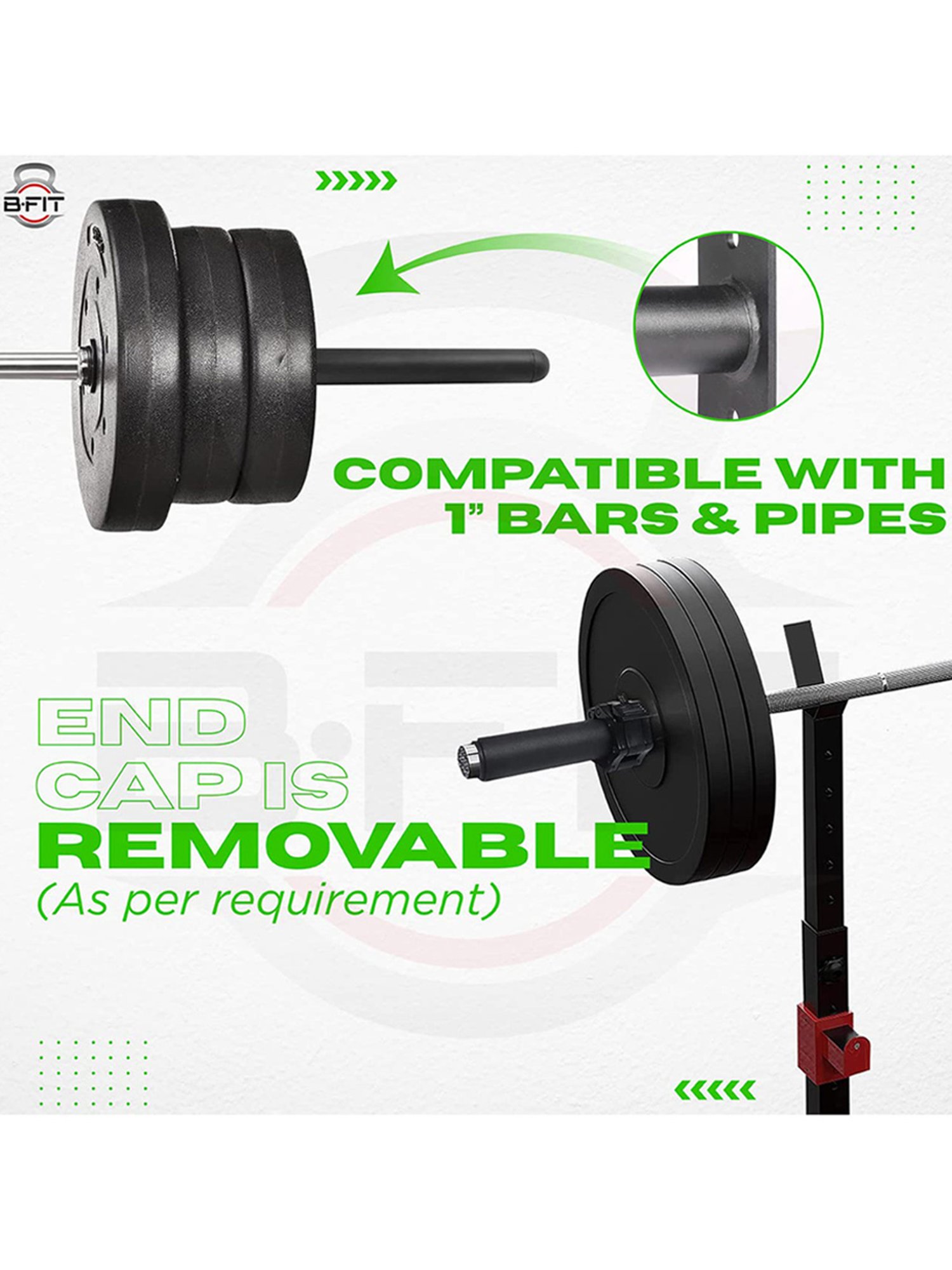 B Fit 2 Piece Nylon Adapter Sleeve 8", Convert 1" Bars or Posts to 2" Olympic Bars (Black)