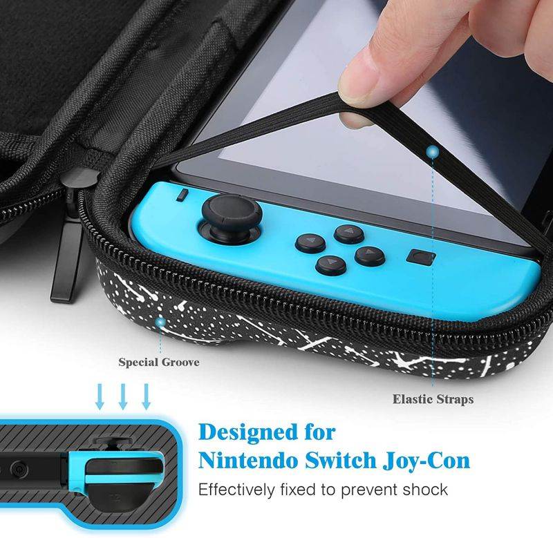 HEYSTOP Switch Carrying Case for Nintendo Switch Case with Screen Protector, 9 in 1 Nintendo Switch Accessories Kit and 6 Pcs Thumb Grip, Nintendo Switch Protective Case