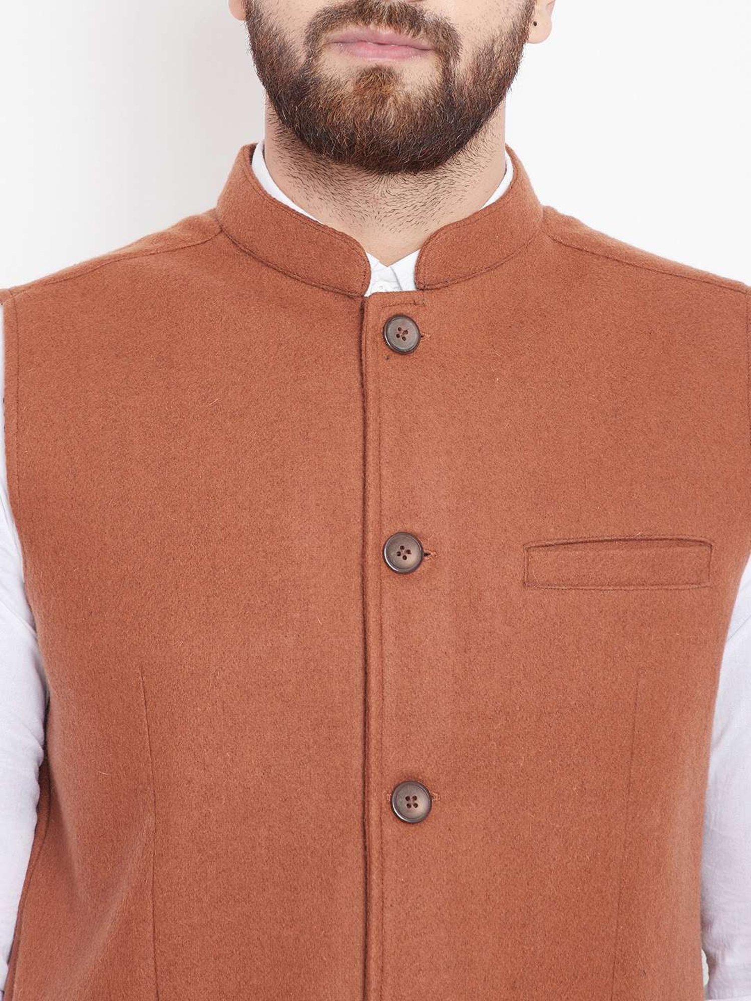 Even Brown Regular Fit Nehru Jacket
