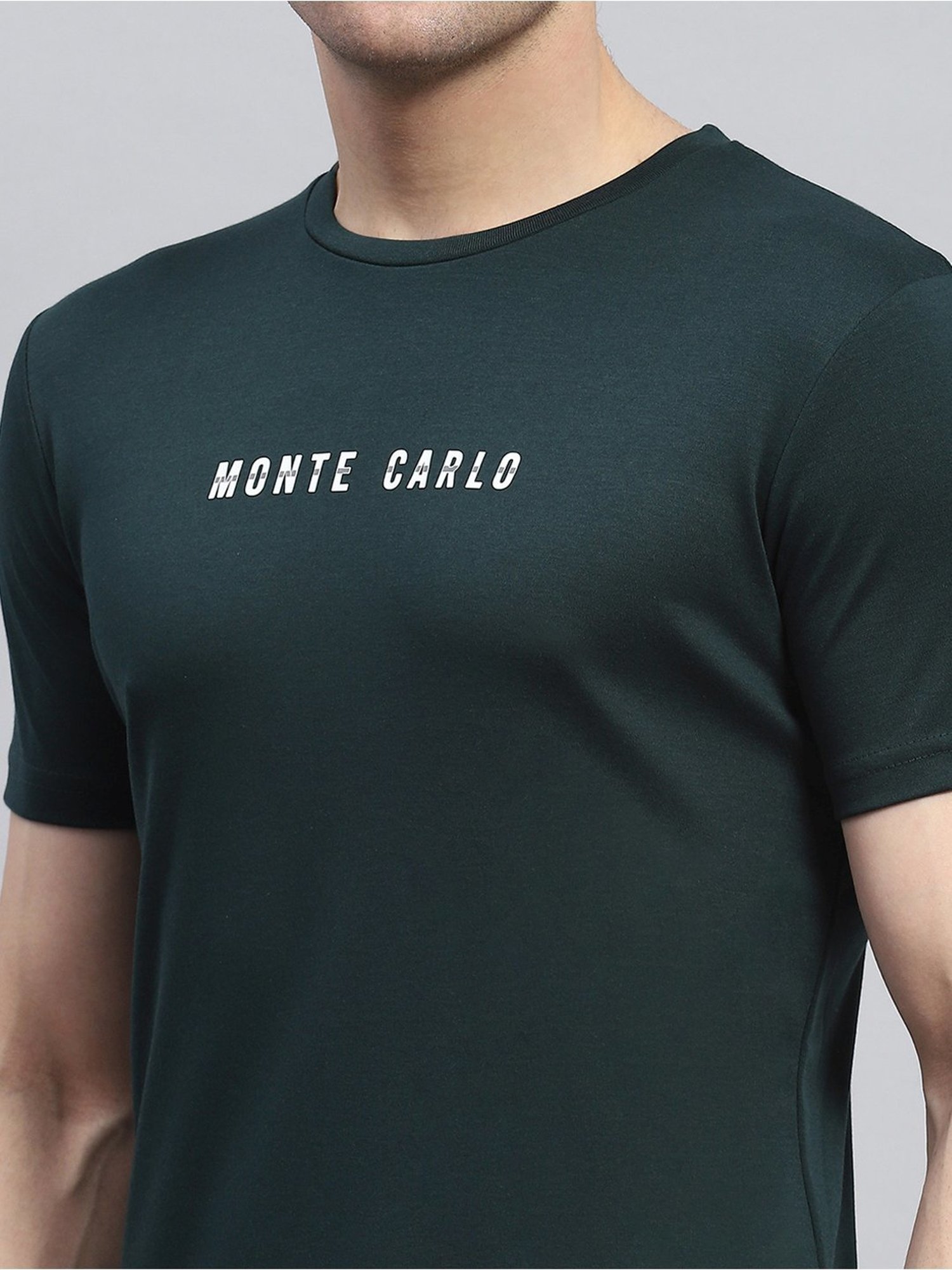 Monte Carlo Bottle Green Cotton Regular Fit T-Shirt