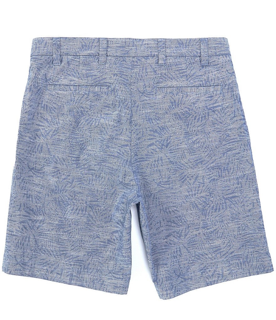 Roundtree & Yorke Big and Tall Performance 9#double; and 11#double; Inseam Flat Front Herringbone Print Shorts
