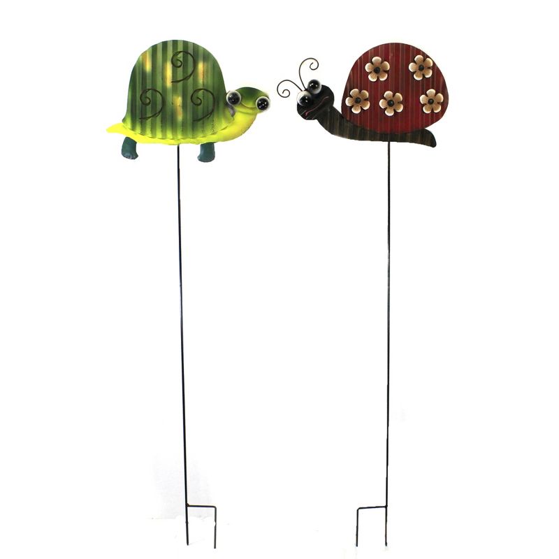Home & Garden 37.0" Googly Eye Snail & Turtle Pokes Set / 2 Yard Decor Stake Direct Designs International  -  Decorative Garden Stakes