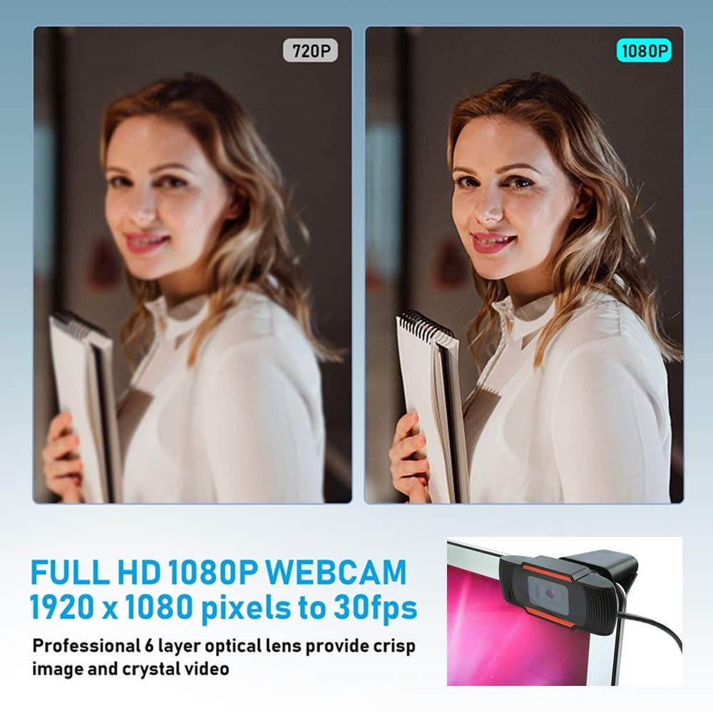 X13 Computer Webcam with Microphone, 1080P HD Desktop Streaming Computer Monitor USB Web Camera Plug and Play Laptop PC Cam for Video Calling Conferencing Business Gaming