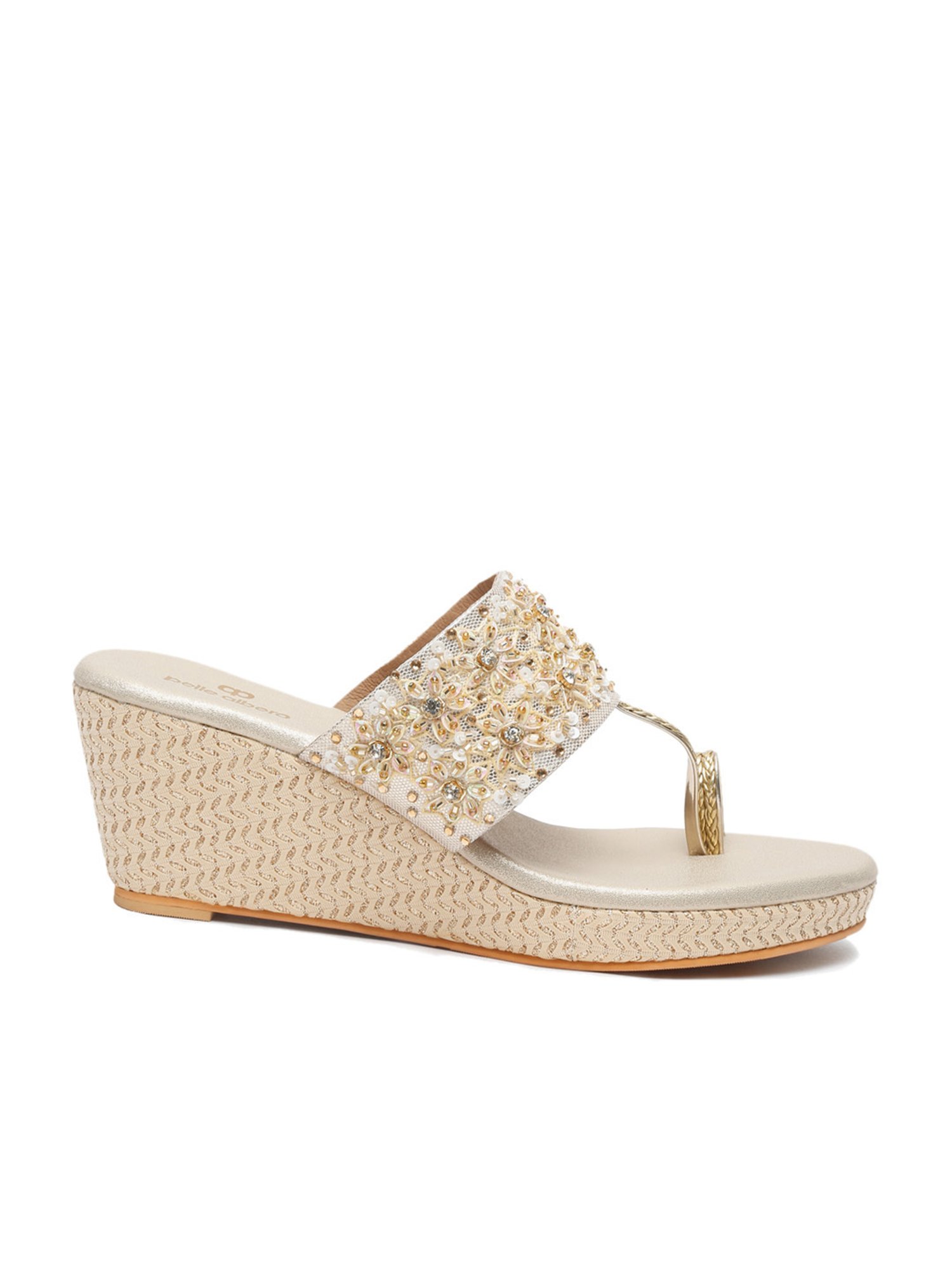 Pelle Albero Women's Gold Toe Ring Wedges