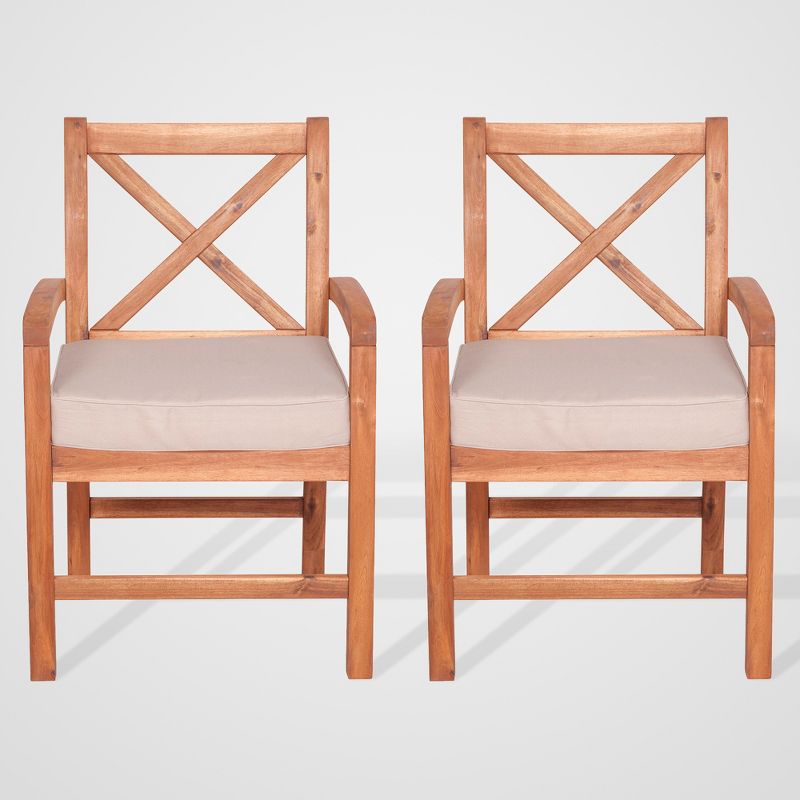 7pc Acacia Wood X Design Outdoor Patio Dining Set - Brown - Saracina Home