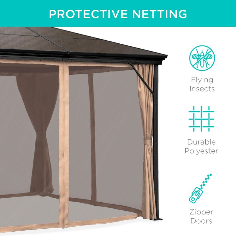 Best Choice Products 10x10ft Hardtop Gazebo, Outdoor Aluminum Canopy for Backyard, Garden w/ Side Curtains, Netting