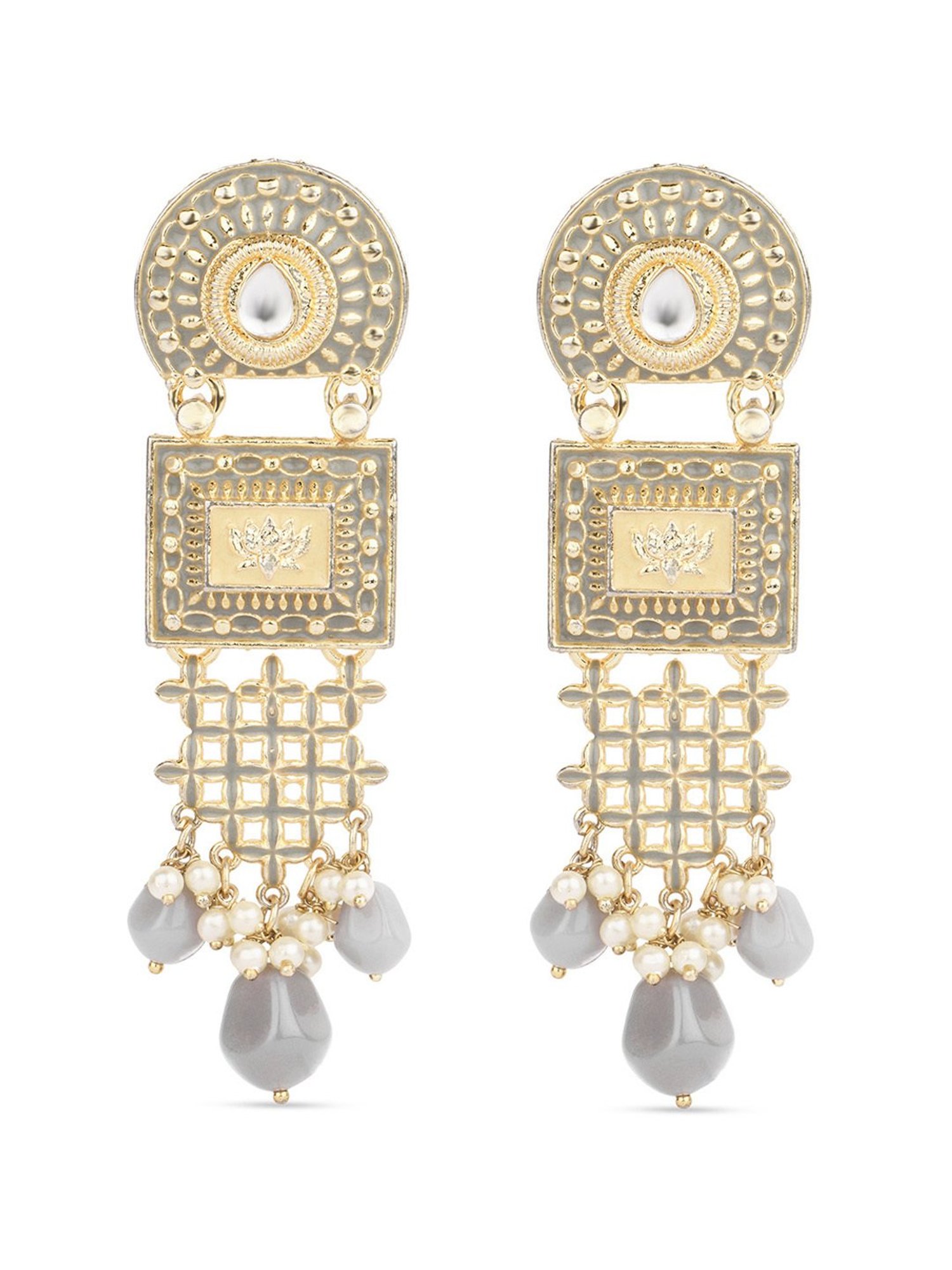 Fida Enamel Grey Dangler Earrings