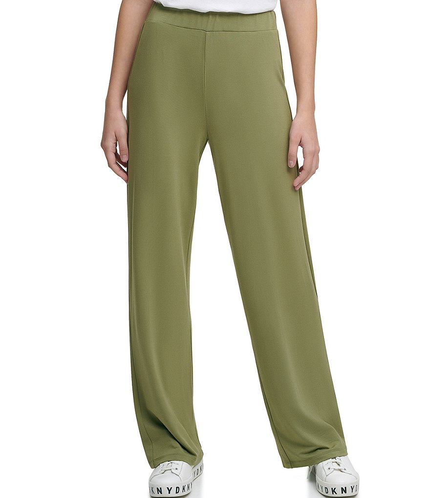 DKNY Luxe Knit Jersey Wide-Leg Pants