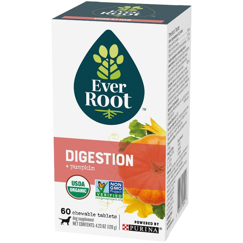 Purina EverRoot Natural, Organic Digestion Dog Supplement  Chewable Tablets - 60ct
