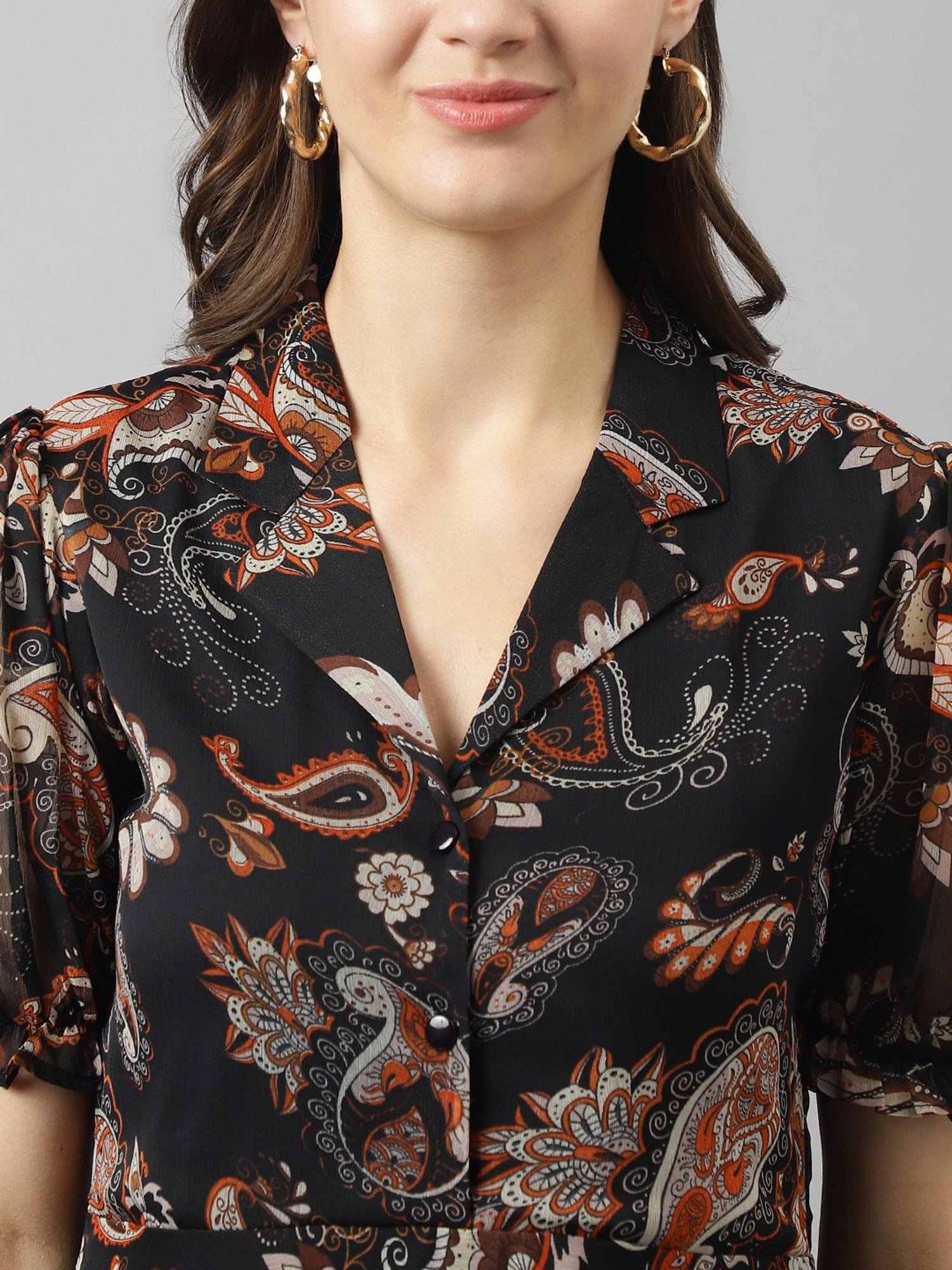 KERI PERRY Black Printed Top
