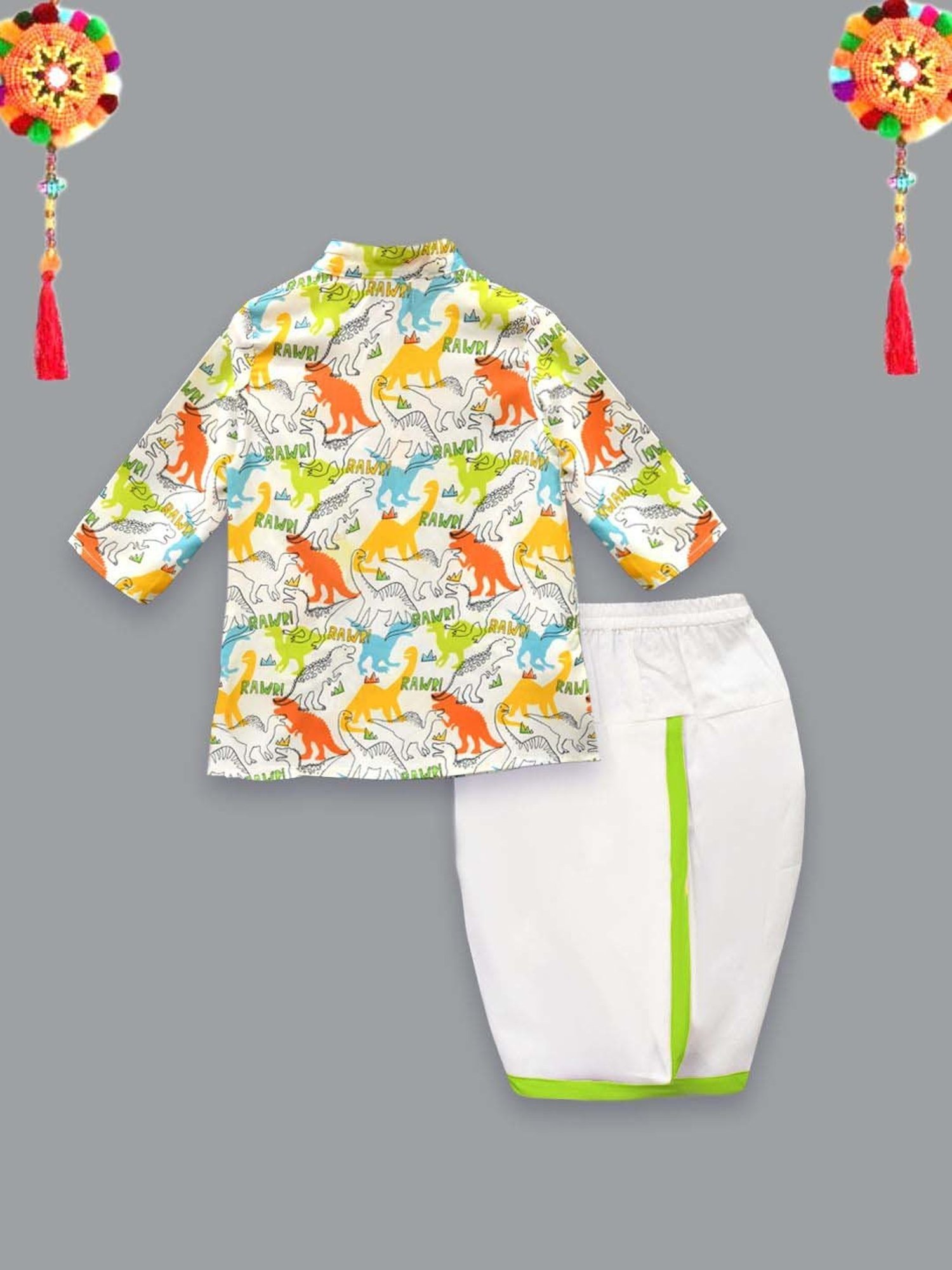 A.T.U.N. Boys Multicolor Printed Full Sleeves Kurta Set