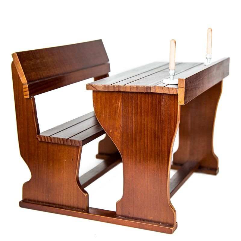 Little House Antique Style School Desk, Ink Wells & Pens Fits Two 18" Dolls