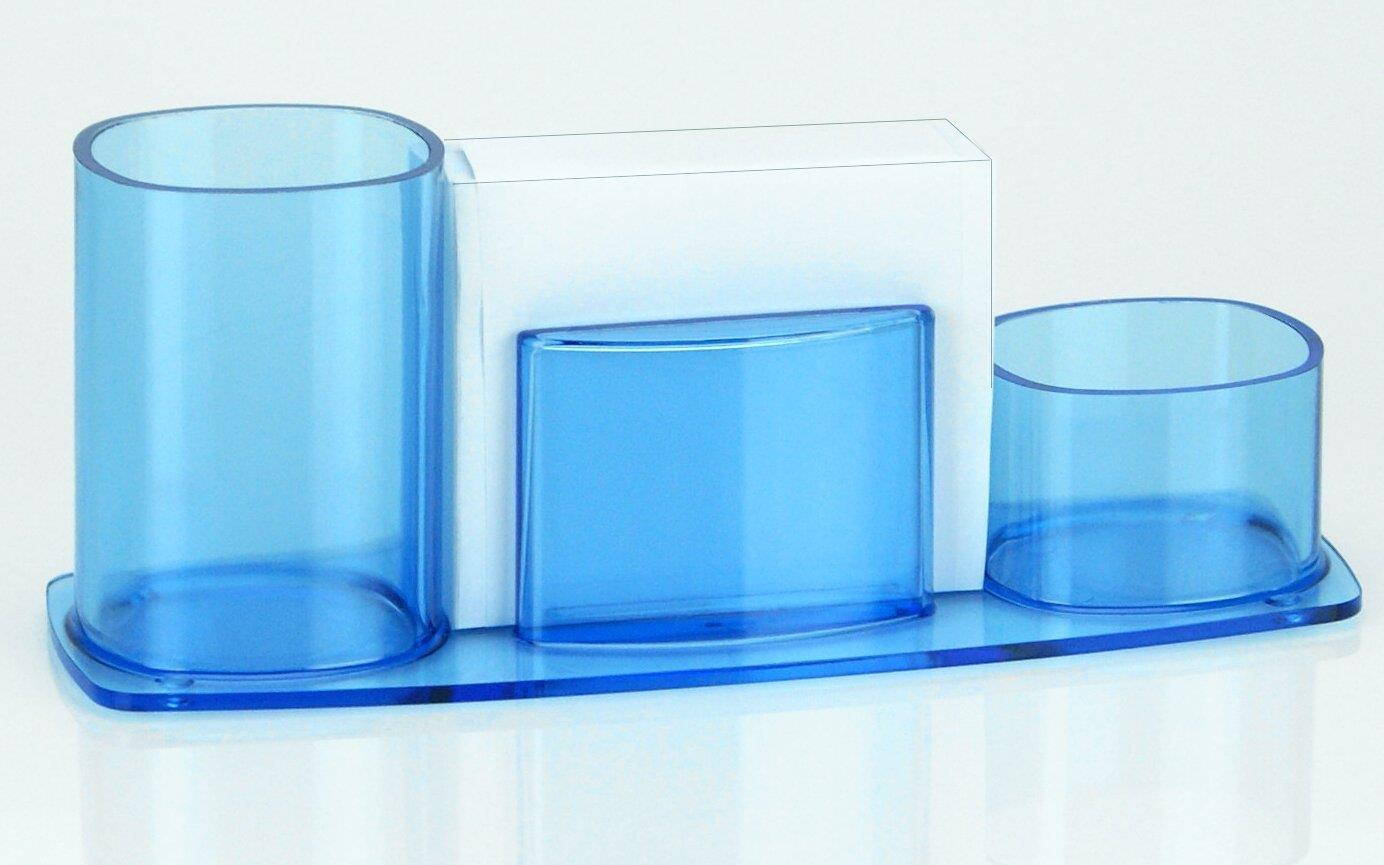 Acrimet Millennium Desk Organizer Pencil Paper Clip Cup Holder (With Paper) (Clear Blue)
