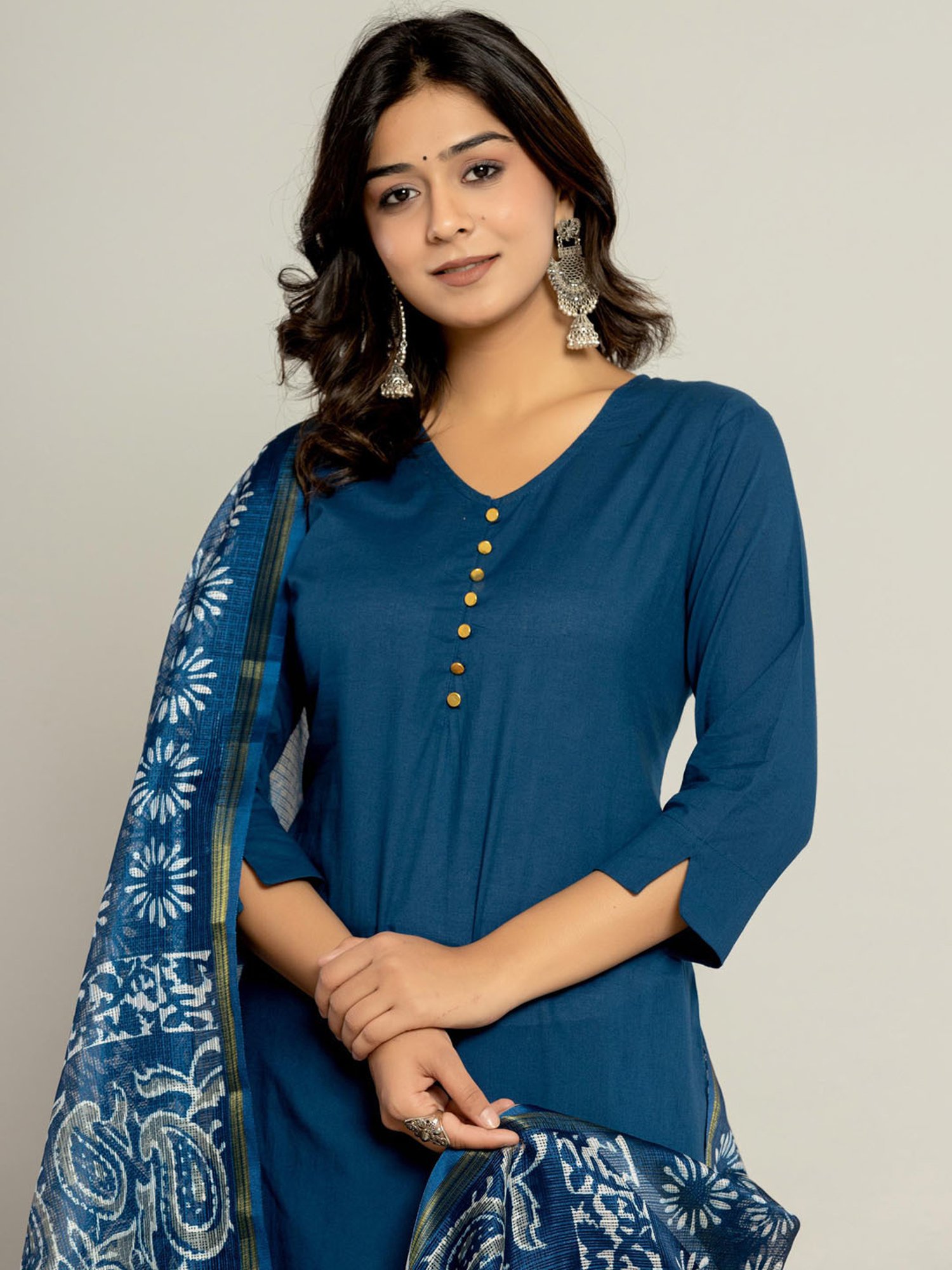 Autumnlane Prapti Indigo Cotton Suit Set