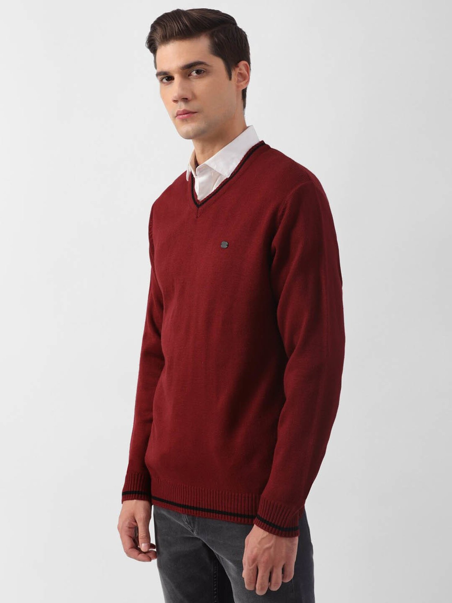 Peter England Casuals Maroon Regular Fit Sweater