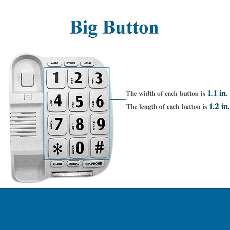 P011 Large Button Corded Phone for Elderly with Amplified Speakerphone Works in Power Outage for SOS Emergency