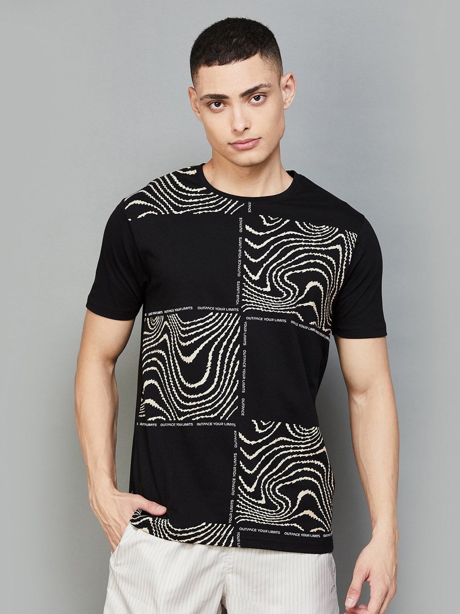 Fame Forever by Lifestyle Black Regular Fit Printed Sports T-Shirt