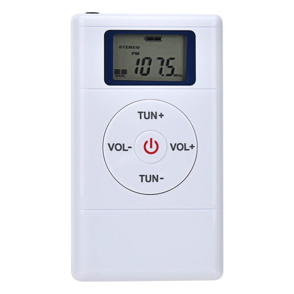 HRD109 Portable Mini FM Radio Stereo DSP Digital Radio Clip-on Radio Conference Receiver 60-108MHz with Earphone Lanyard  Display Screen