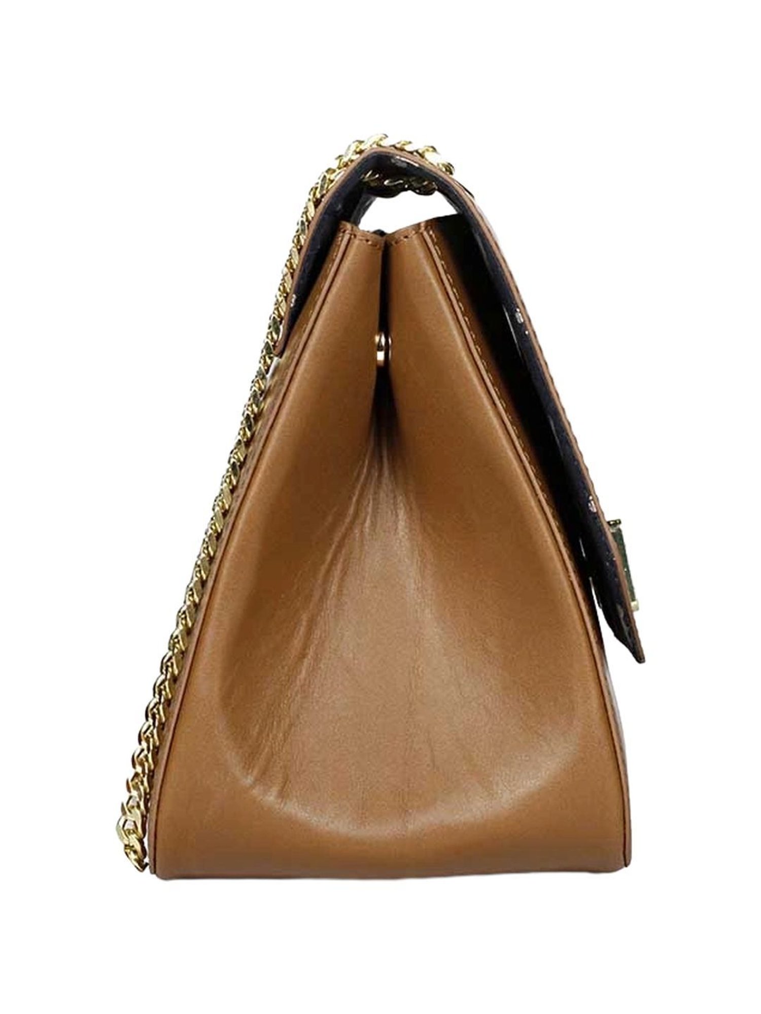 Saint G Tan Solid Medium Sling Handbag