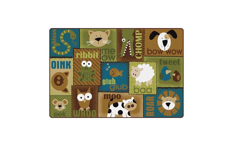 6'x9' Rectangle Woven Animal Icon Area Rug Brown - Carpets For Kids