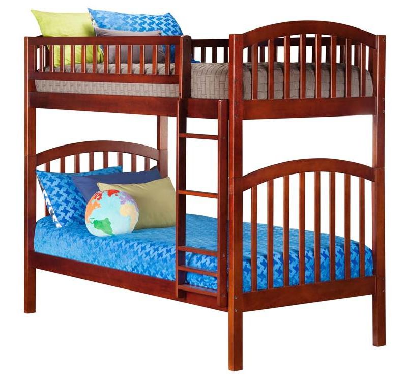 Richland Bunk  Twin over Twin w/ Raised Panel Trundle  Antique Walnut - Atlantic Frame