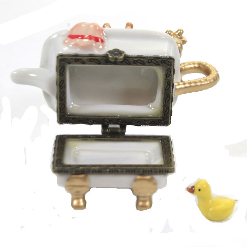 Hinged Trinket Box 2.0" Bath Tub With Duck Water Soap Scrub Clean  -  Decorative Figurines