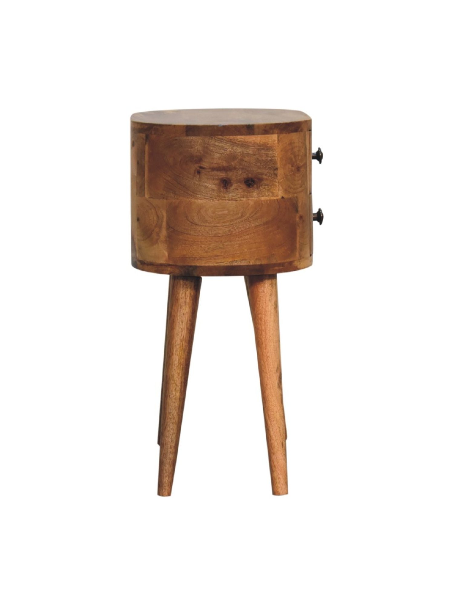 Artisan Furniture Brown Wood Mini Oakish Rounded Bedside Table