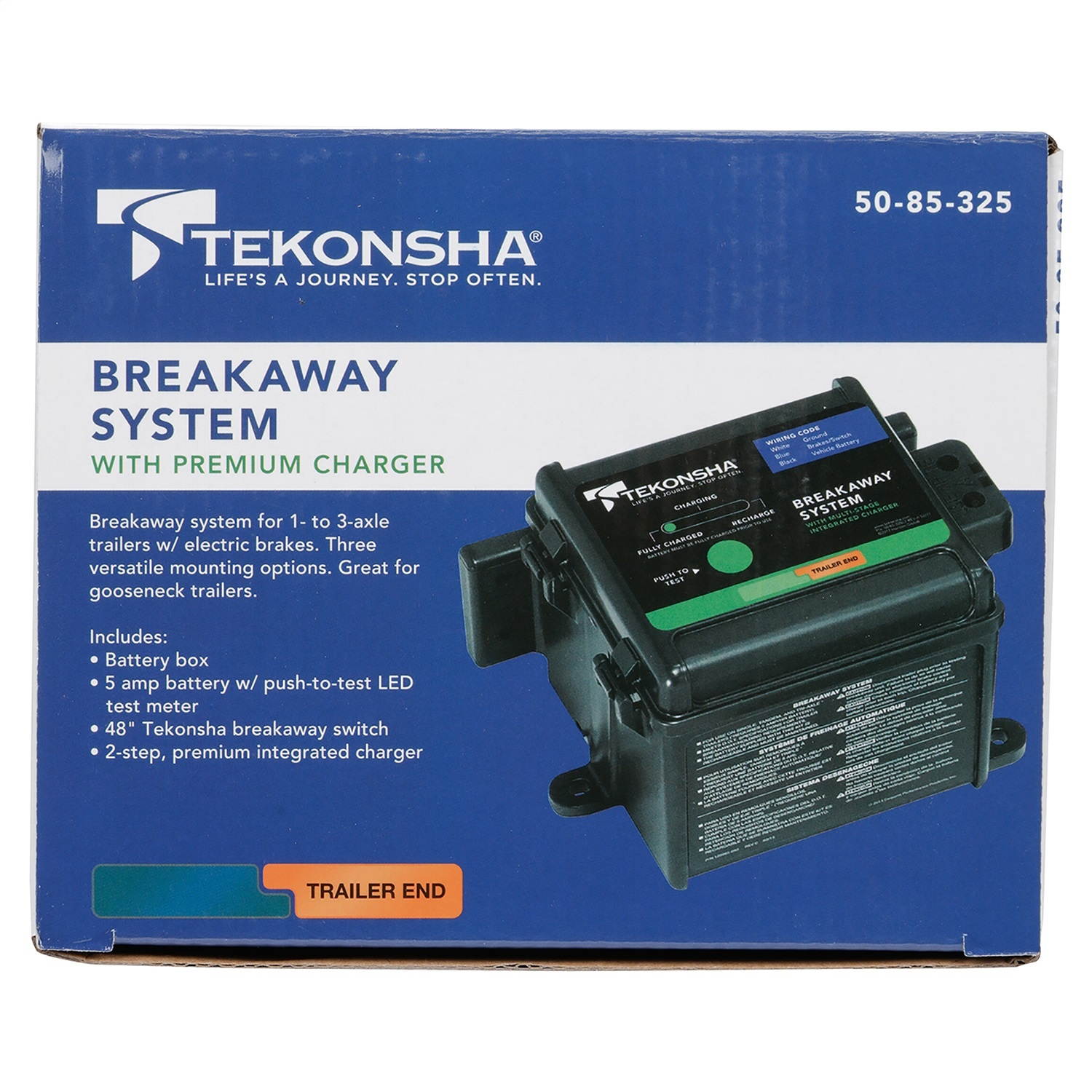 Tekonsha Breakaway Sys 1 to 3 Axle Trailers Elec Brakes MultiStage Charger 48 Breakaway Switch