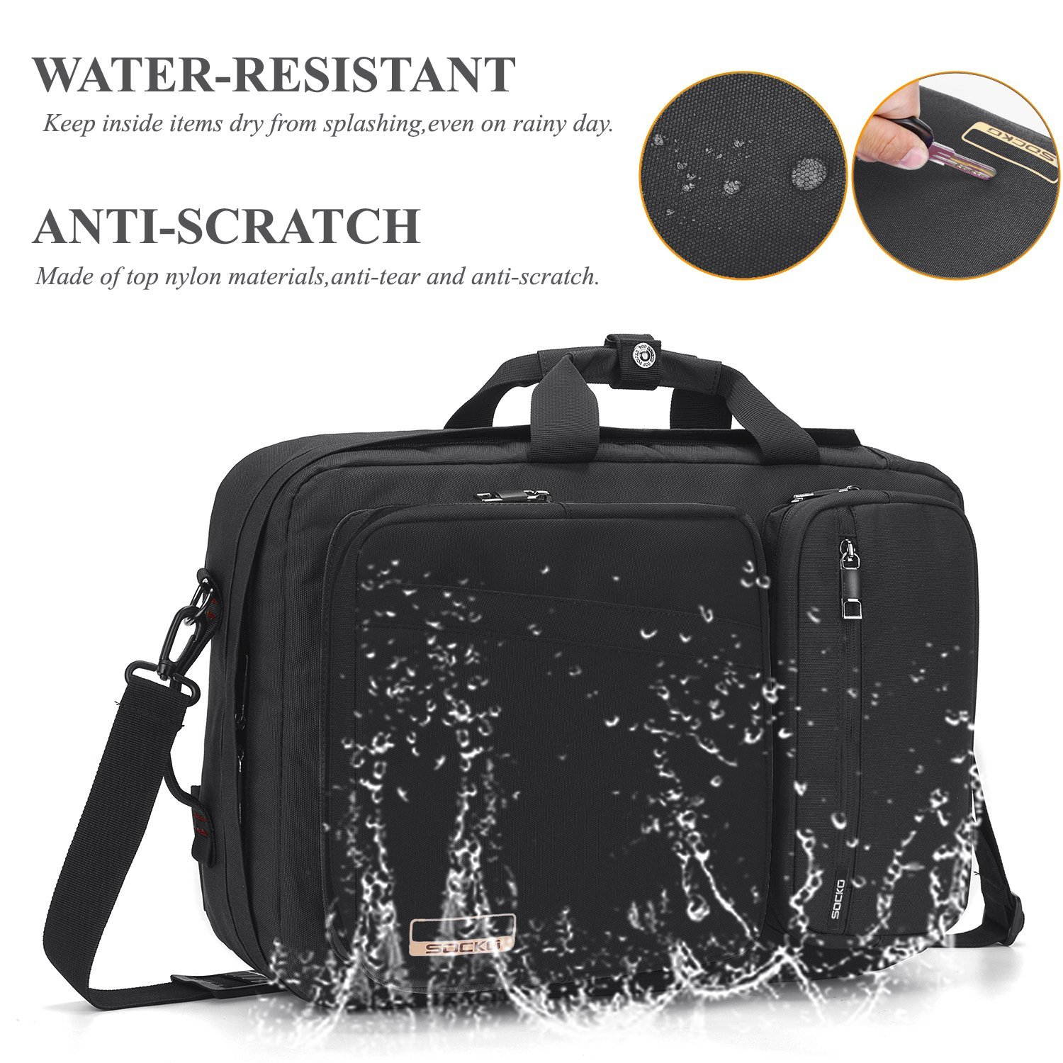 ESTONE 17.3 Inch Laptop Backpack, Large Travel Laptop Backpack, Anti Theft Water Resistant Business Backpack for Men and Women, Durable Lightweight School College Bag, Black