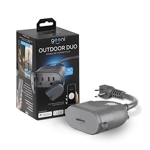 Geeni Outdoor Smart Plug, Weatherproof WiFi Outdoor Smart Outlet with 2 Sockets - No Hub Required, Outdoor Smart Plugs Works with Alexa Google Cortana Wireless Remote Control Timer by Smartphone APP