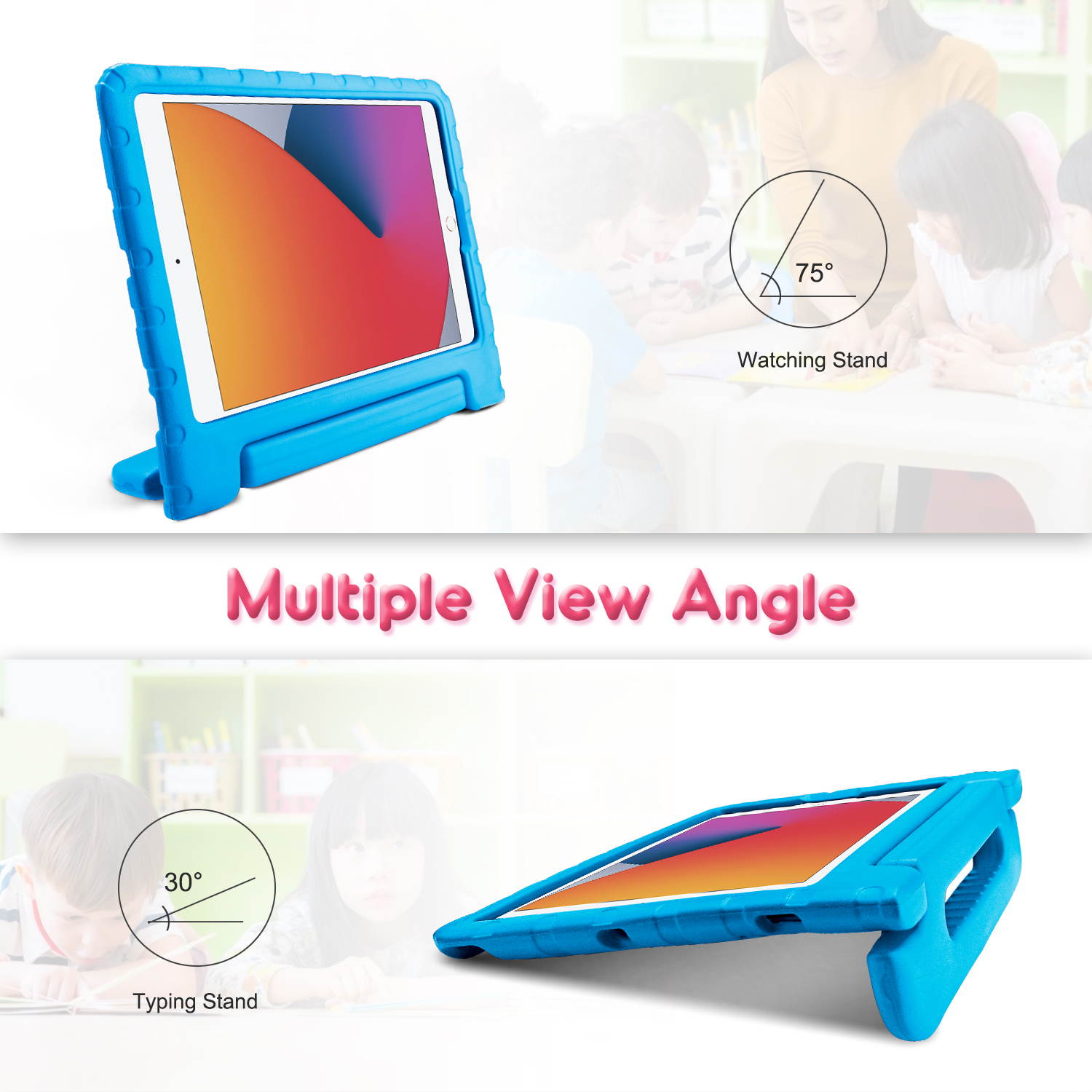 Donwell For iPad Air 4 10.9 inch 2020/iPad Pro 11 inch 2018 Stand Case Cover Kids Folding Handle Shockproof Foam Lightweight Flexible kickstand ,Full Body Rugged Boys Girls EVA Cover