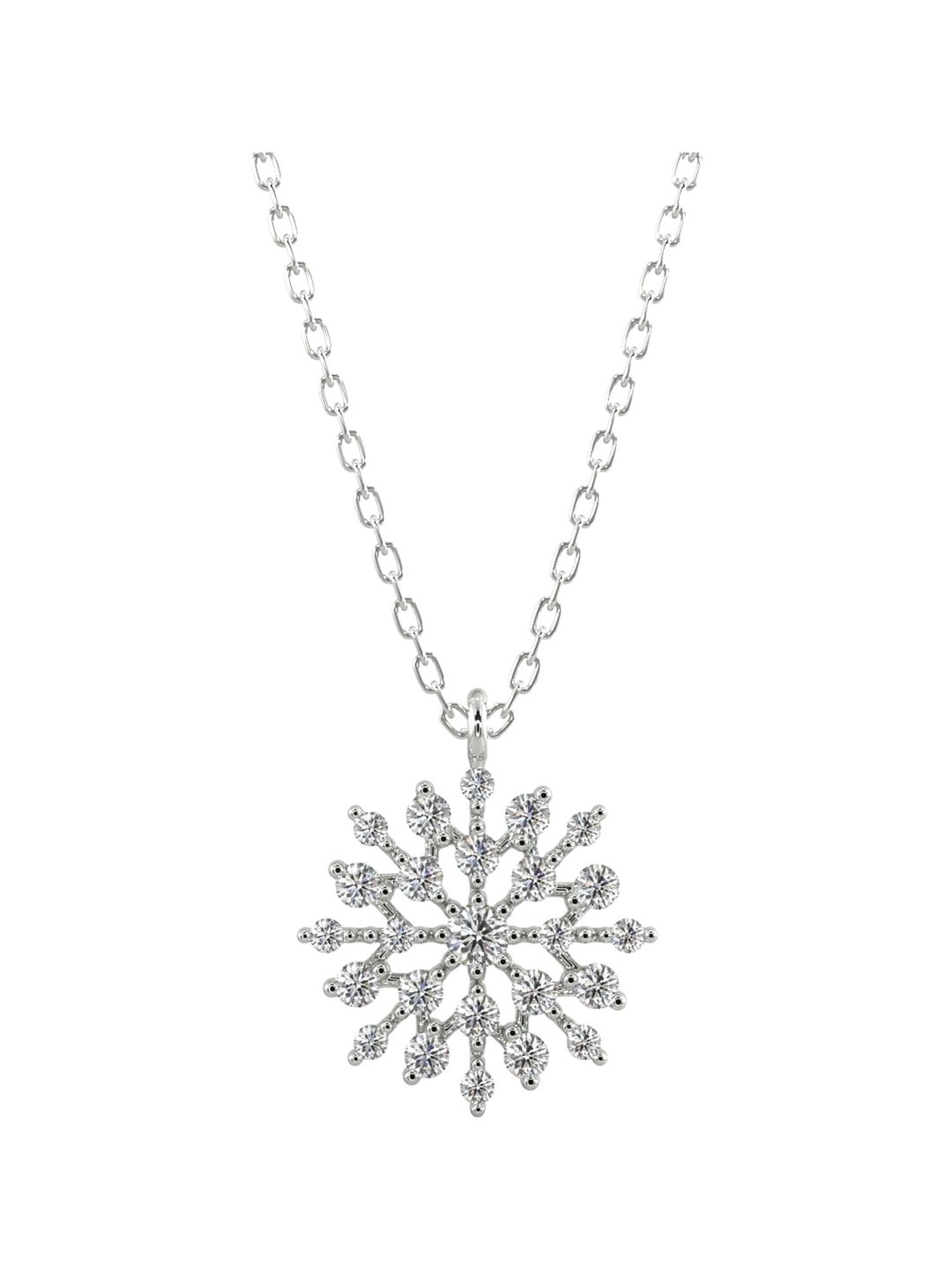 Silvermist 925 Sterling Silver Shining Snowflake Chain Pendant for Women & Girls