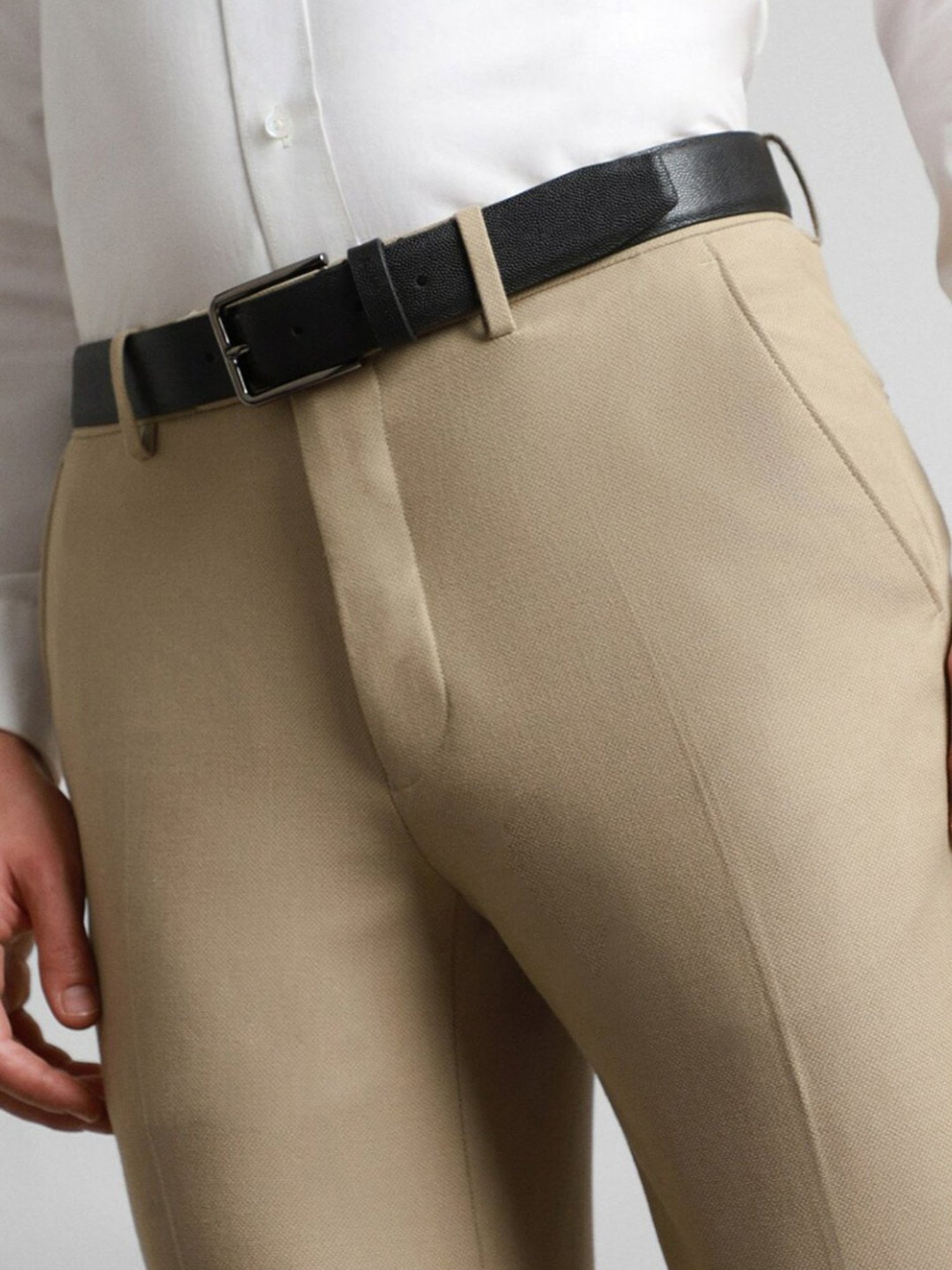 Simon Carter Black Leather Textured Formal Belt for Men