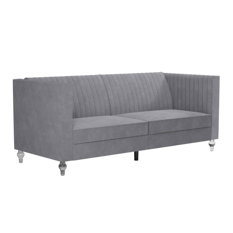 Arabelle Futon with Acrylic Leg Light Gray Velvet - CosmoLiving by Cosmopolitan