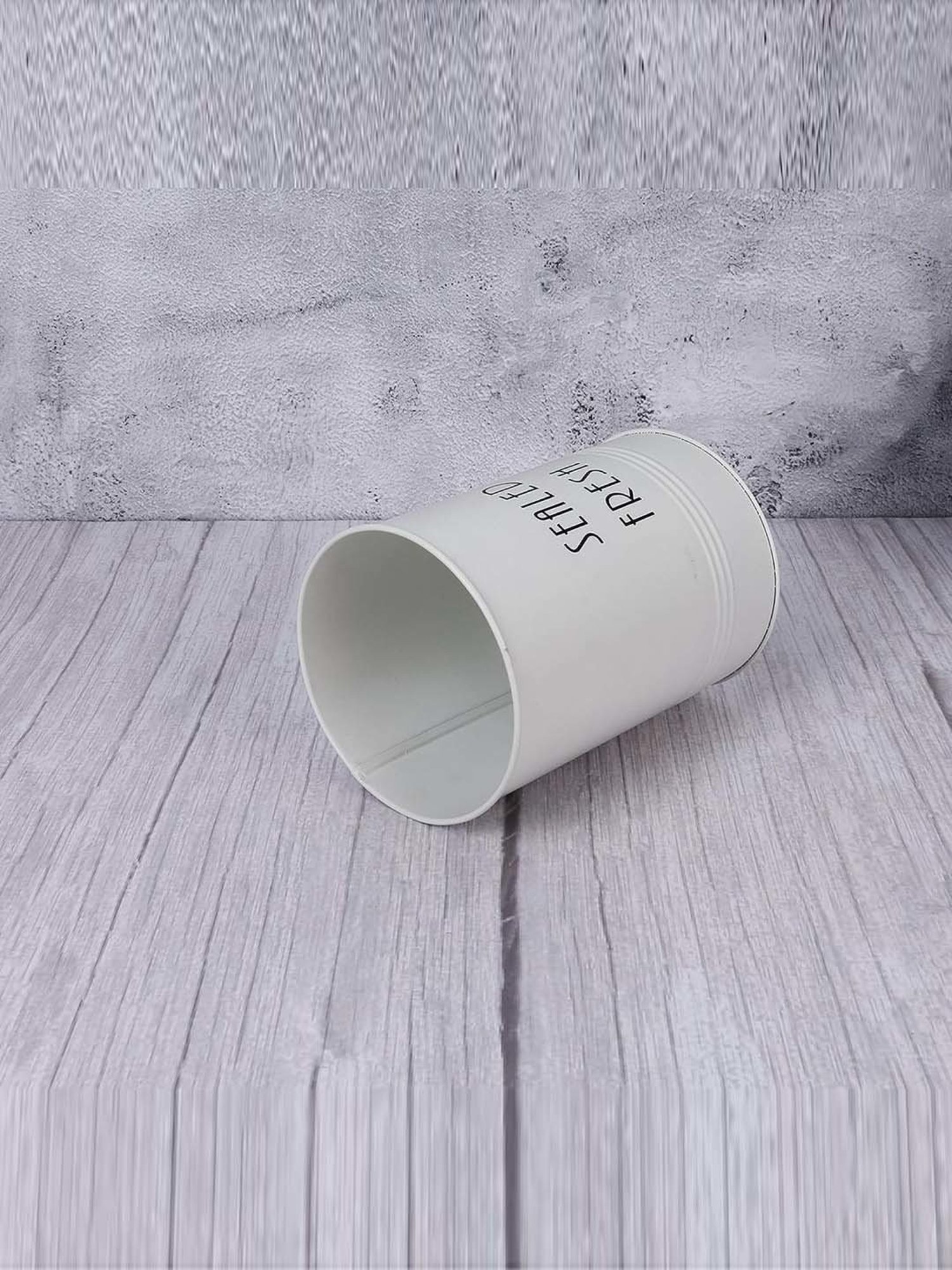 Femora White Steel Canister Airtight Sealed Fresh Storage Jar With Wooden Lid (0.9 L) - Set of 4