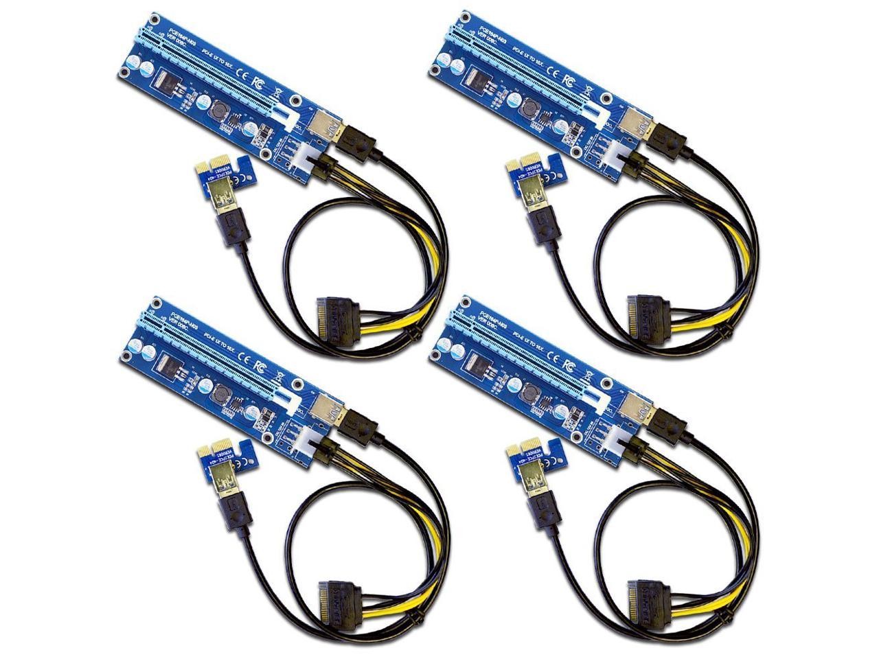 6-Pack Ver006C Mining Dedicated PCIe Riser Cable Card Adapter Cryptocurrency PCI Express 1X to 16X Extender Mining Rig 60cm USB 3.0 6Pin Power