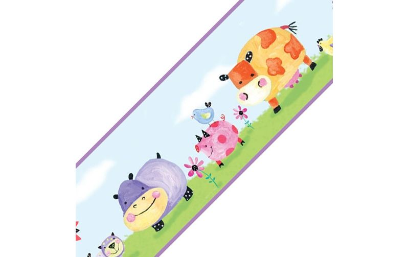 Polka Dot Piggy Animals Set of 4 Self-Stick Wall Borders - Roommates..