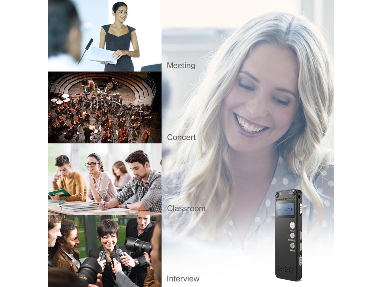 Digital Voice Recorder [2018 Upgraded Version] Audio Recorder for Lectures 8GB PCM Linear Sound Recorder with Micro USB & MP3 Player Microphone Noise Reduction --By Werleo (black Recorder)