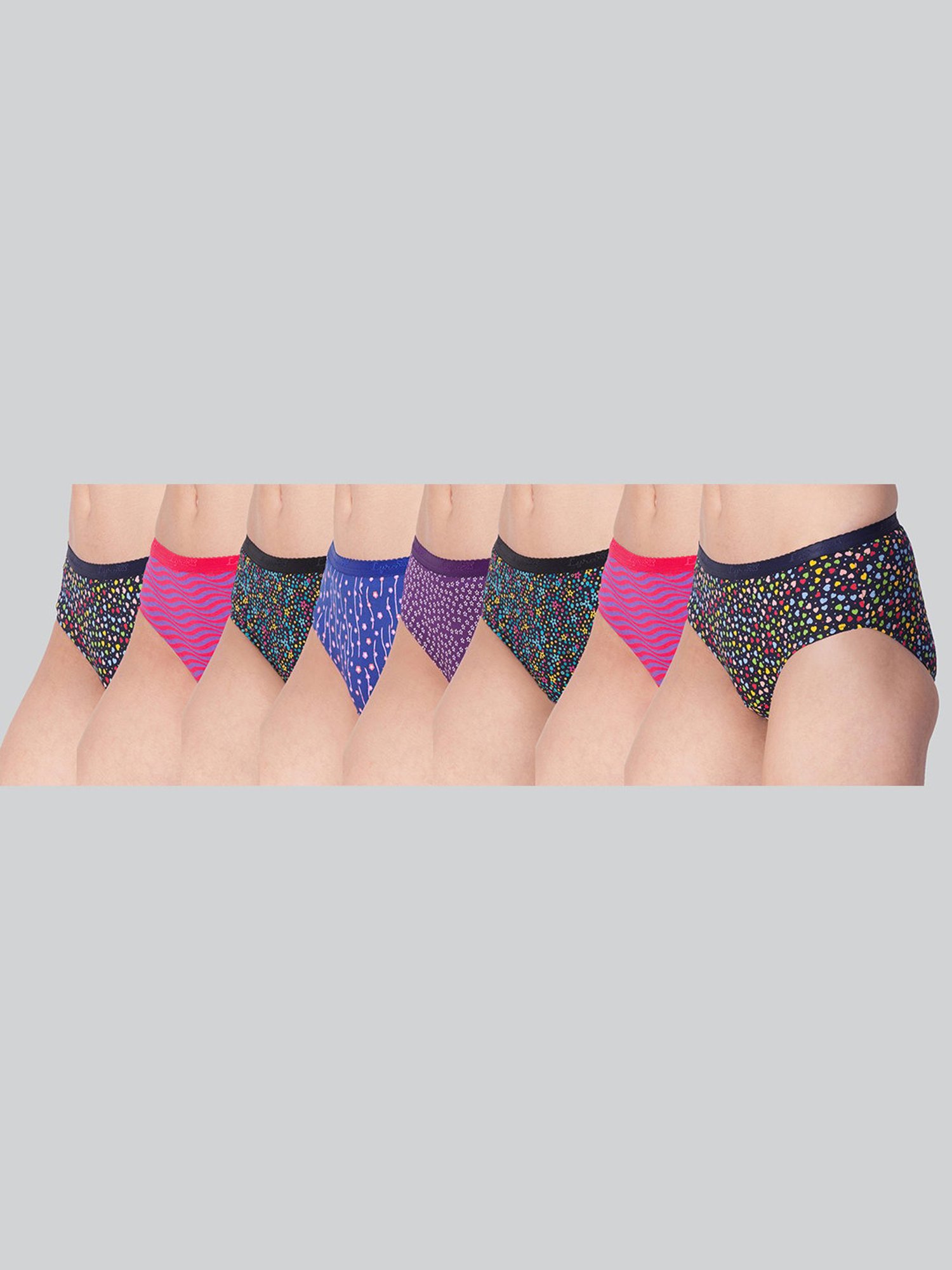 Lyra Assorted Color Cotton Printed Hipster Panties - Pack Of 8