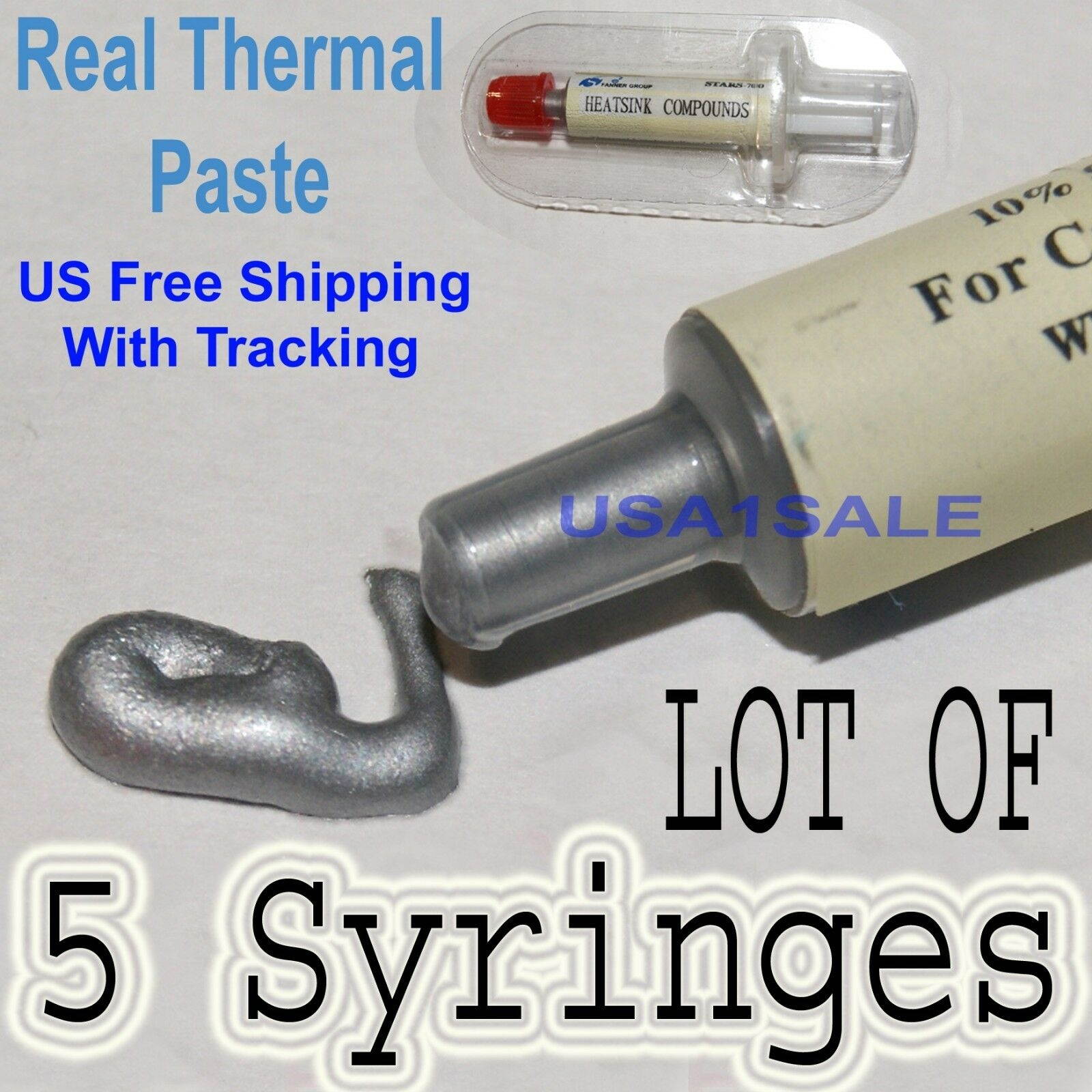 5 X   SILVER Thermal Grease CPU GPU PS3 HeatSink Compound Paste Syringe
