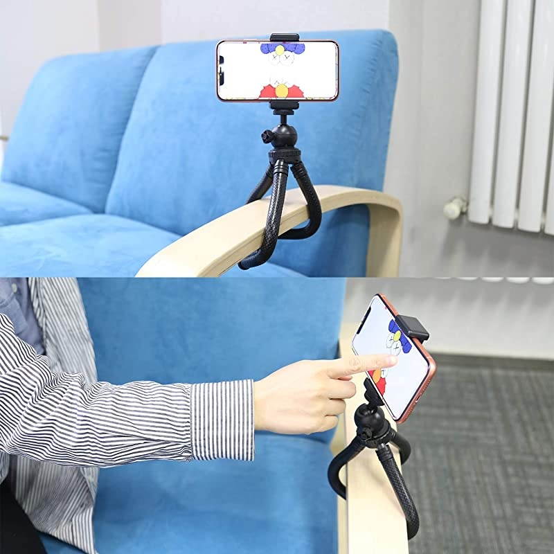 Phone Tripod Mount Stand Camera Holder for iPhone 1111 Pro11 Pro MaxXs XR Xs Max 8 7 Plus 6s Digtal Camera Galaxy S10 S9 S8 Plus S7 S7 Edge Note 10Camera and More Black