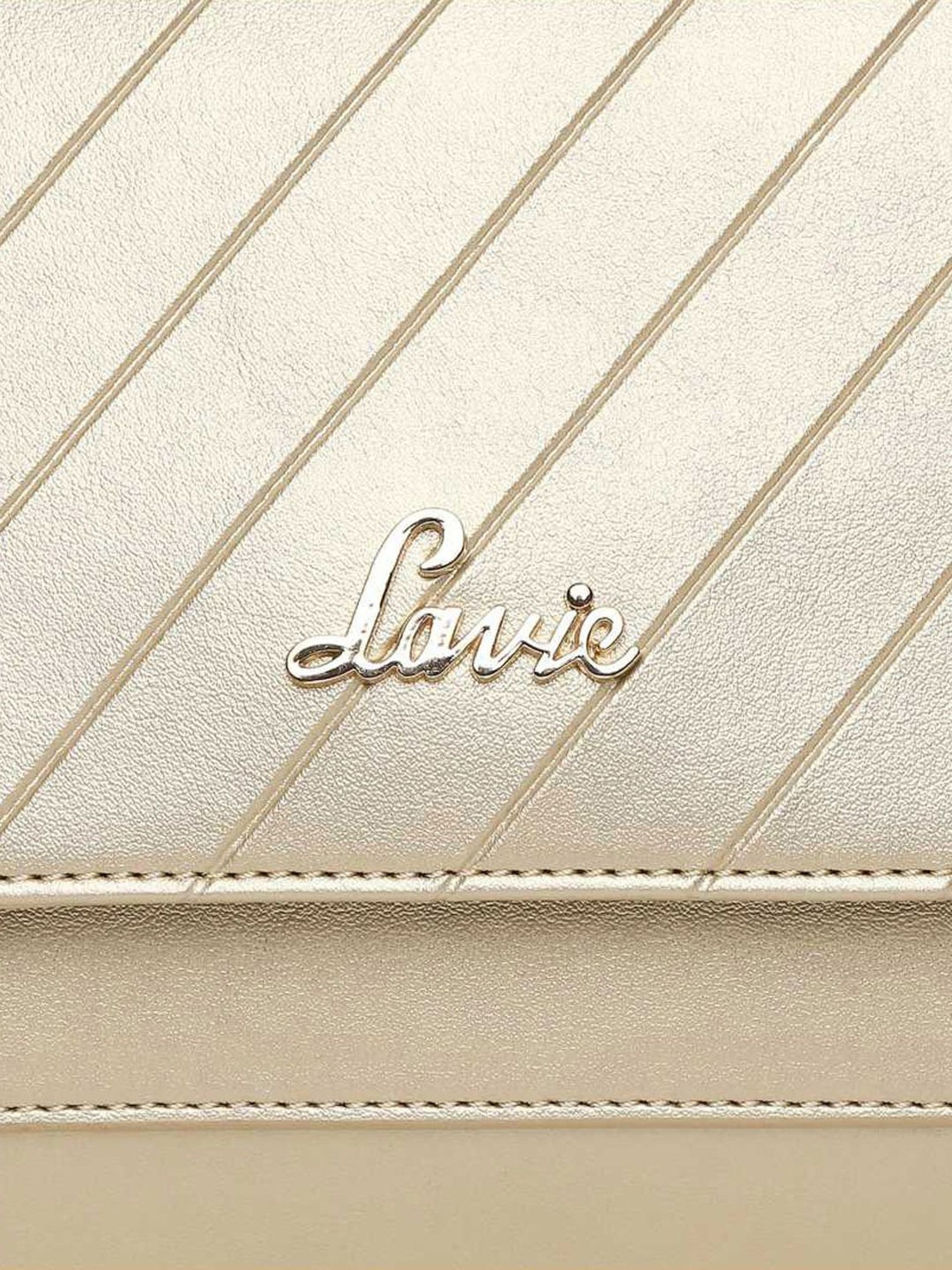 Lavie Golden Small Textured Sling Handbag