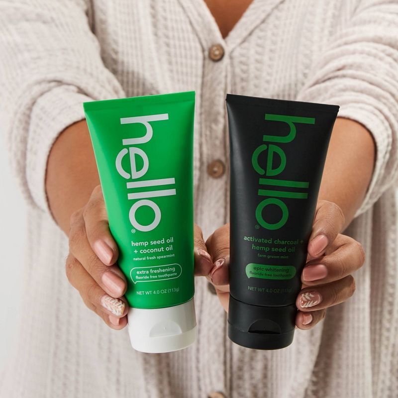 hello Extra Freshening Natural Spearmint Hemp Seed Oil + Coconut Oil Fluoride Free Toothpaste - 4oz