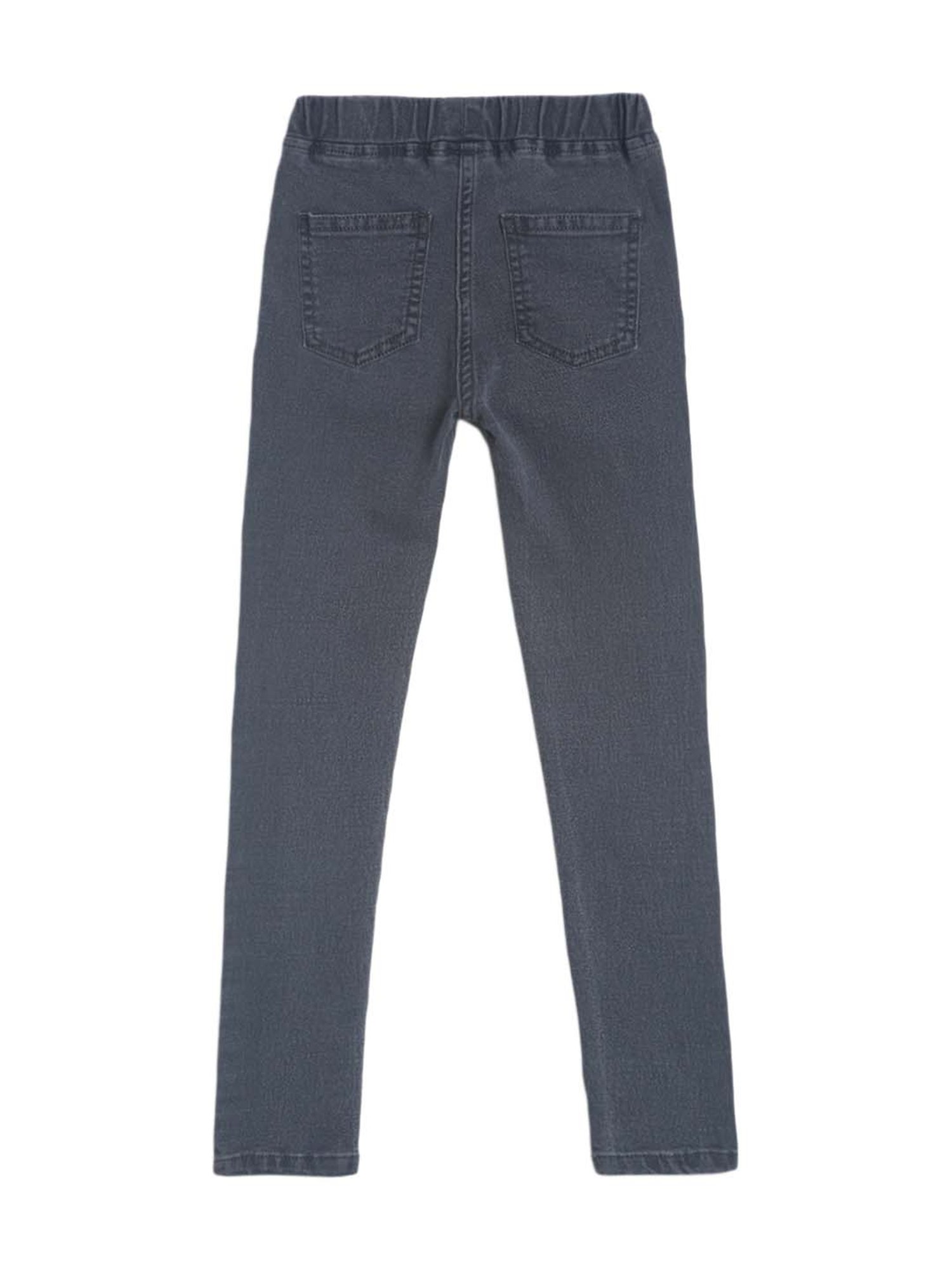 Tales & Stories Girls Blue & Grey Cotton Jeggings - Pack of 2