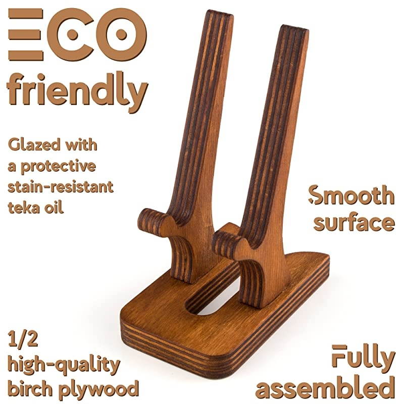 Wooden Cell Phone Holder Tablet Stand for Desktop Ideal for iPhone iPad Samsung Tablet PCs eReaders Artwork Makeup Mirror Photo Frame Stand Lightweight Docking Station