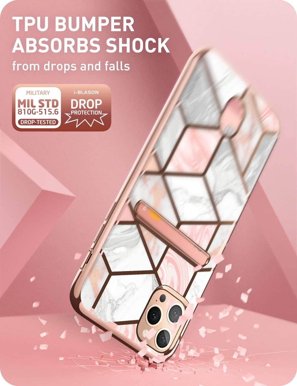 i-Blason Cosmo Wallet Case for iPhone 12 Pro Max 6.7 inch (2020 Release) Slim Designer Wallet Protective Case with Card Holder (Marble)