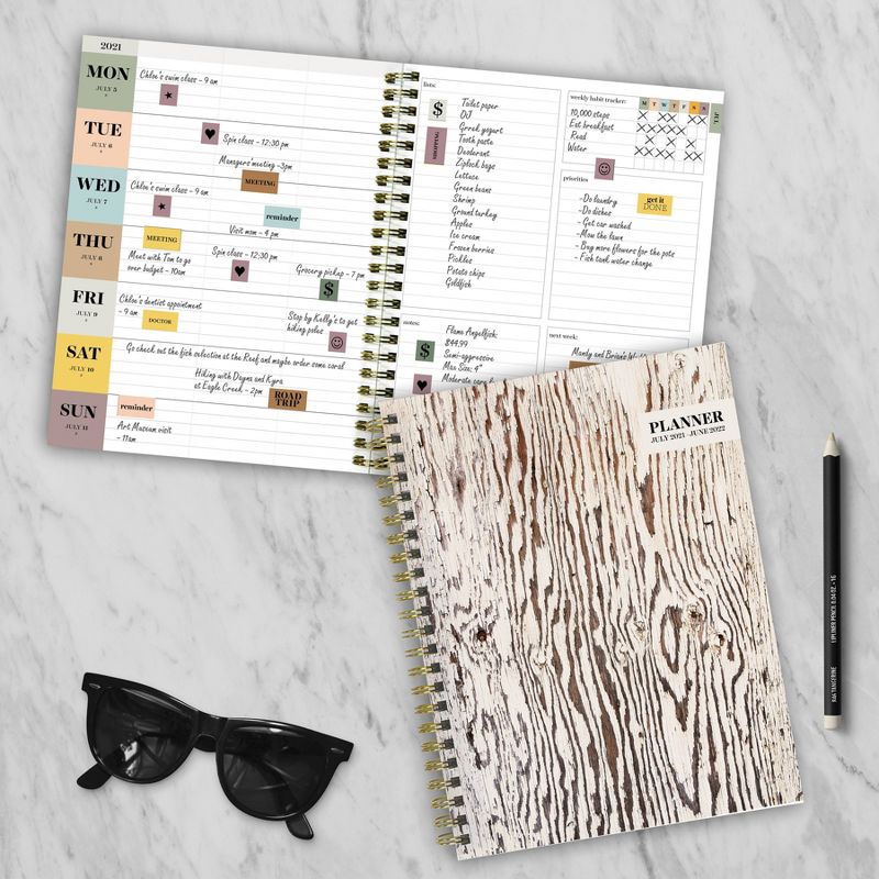 2021-22 Academic Planner 6" x 8" Wood Grain Daily/Weekly/Monthly - The Time Factory