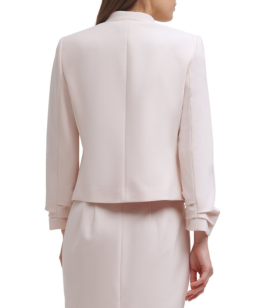 DKNY Ruched Sleeve Open Front Cropped Jacket