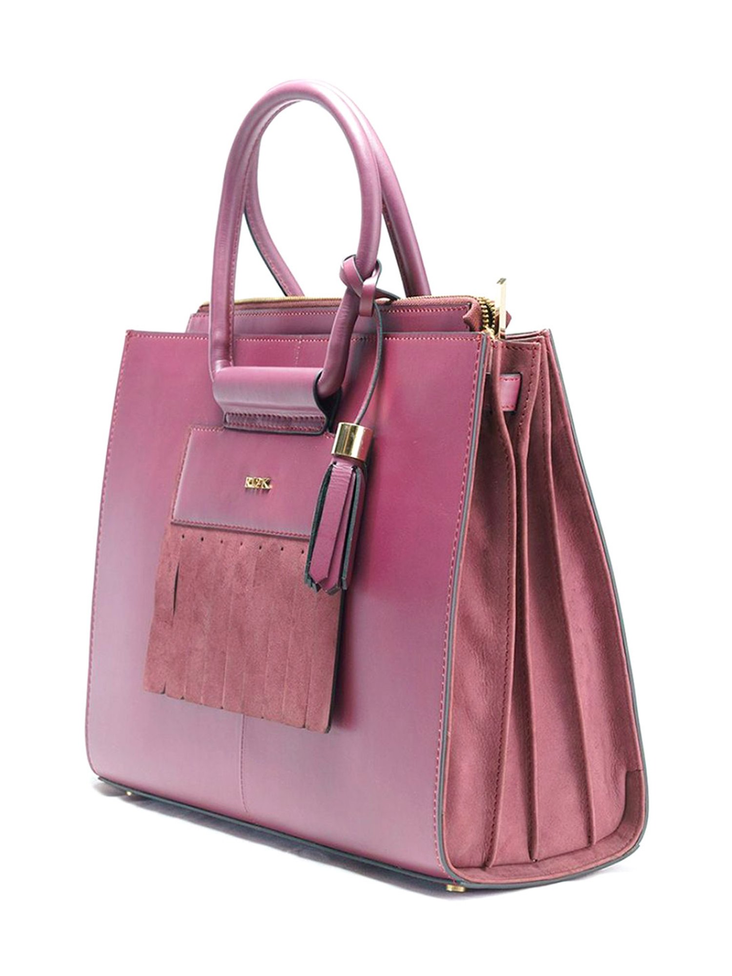 RI2K London Purple Leather Large Satchel Handbag