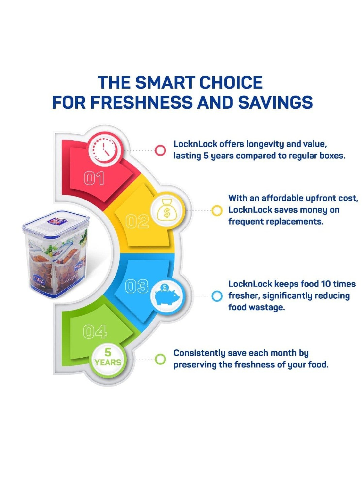 Lock & Lock Transparent Plastic Airtight Food Storage Containers with Lid - Set of 3